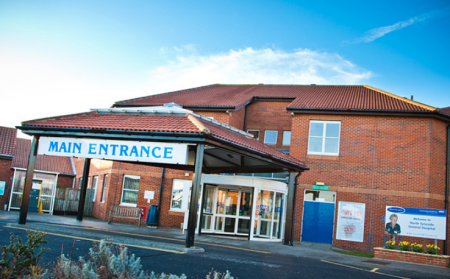 The main entrance to North Tyneside General Hospital