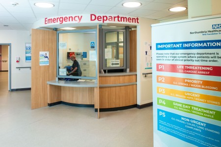 Image shows emergency department reception at  Northumbria Specialist Hospital