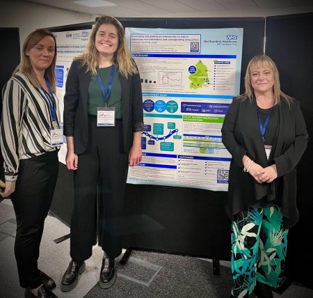 Members of the public health and colposcopy teams at the UK Public Health Science conference presenting the Colposcopy attendance poster