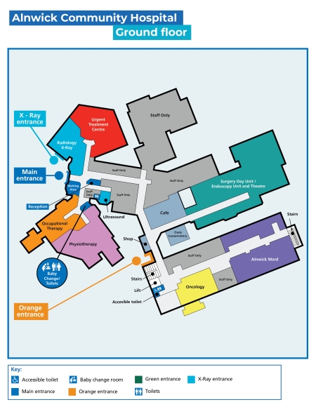 A map of Alnwick Community Hospital
