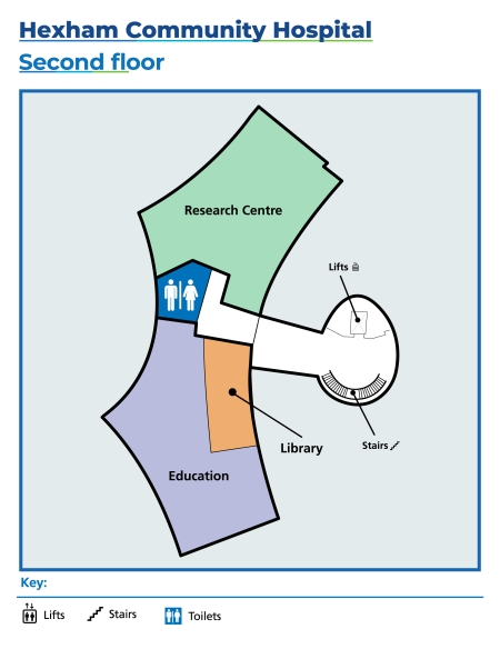 A map of the second floor of Hexham hospital