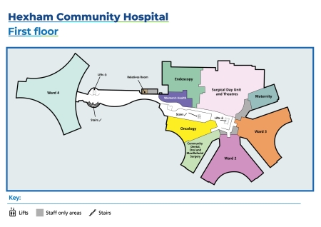 A map of the first floor of Hexham hospital