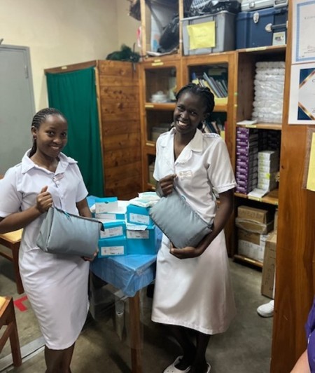 Tanzanian nurses with Coloplast packs