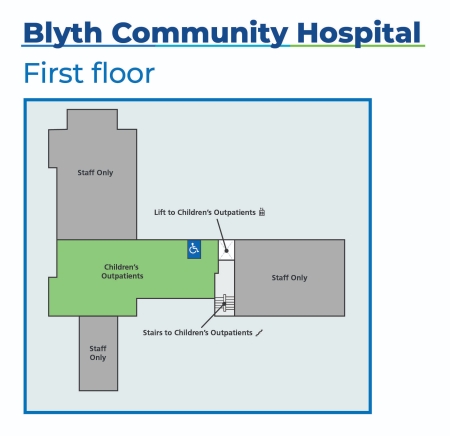 A map of the first floor of Blyth Community Hospital.