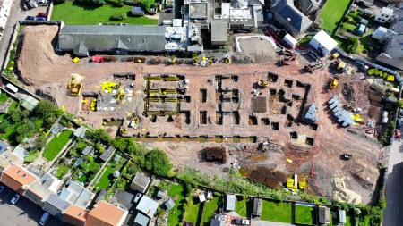 Aerial view of construction at Berwick Hospital site