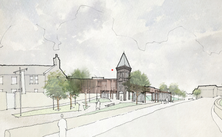 Artist's impression of the new hospital and bell tower