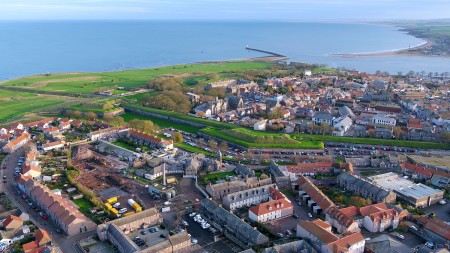 A drone shot of Berwick.