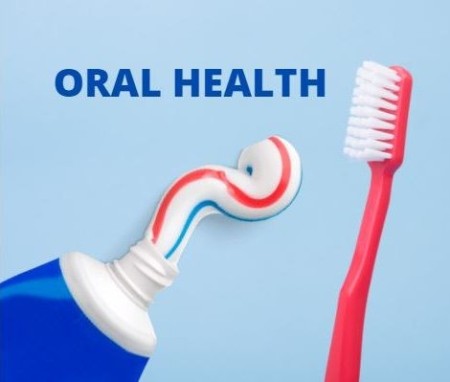 A photograph of a red toothbrush and toothpaste titled 'oral health'.