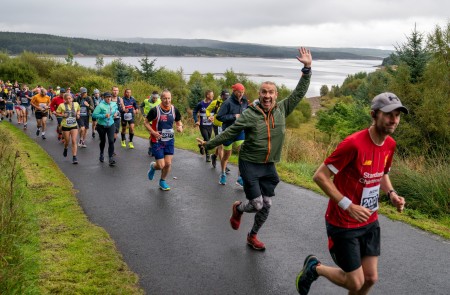 People running in a race.