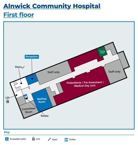 A map of Alnwick Community Hospital
