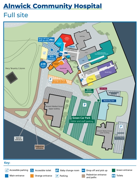 A map of Alnwick Community Hospital