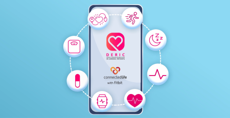A graphic of the DERIC care platform on a phone.