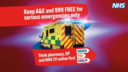 A graphic with an ambulance which says: Keep A&E and 999 free for serious emergencies only