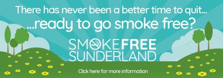A graphic of trees and hills. Click here for Smoke free Sunderland.