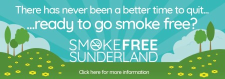 A graphic of trees and hills. Click here for Smoke free Sunderland.