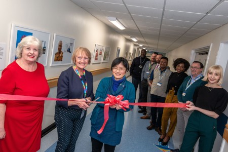 Picture of staff members at Northumbria Healthcare, alongside photographer Ikuko Tsuchiya.