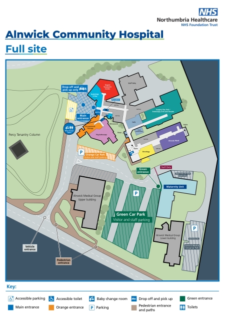 A map of Alnwick Community Hospital