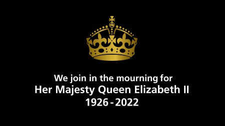 A graphic that says 'We join in the mourning for Her Majesty Queen Elizabeth II, 1926 - 2022'.