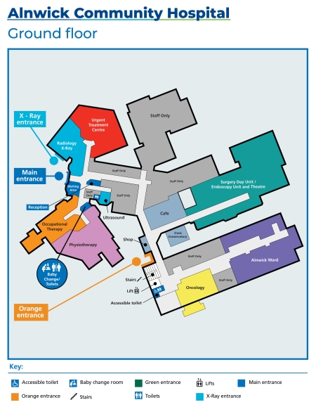 A map of Alnwick Community Hospital
